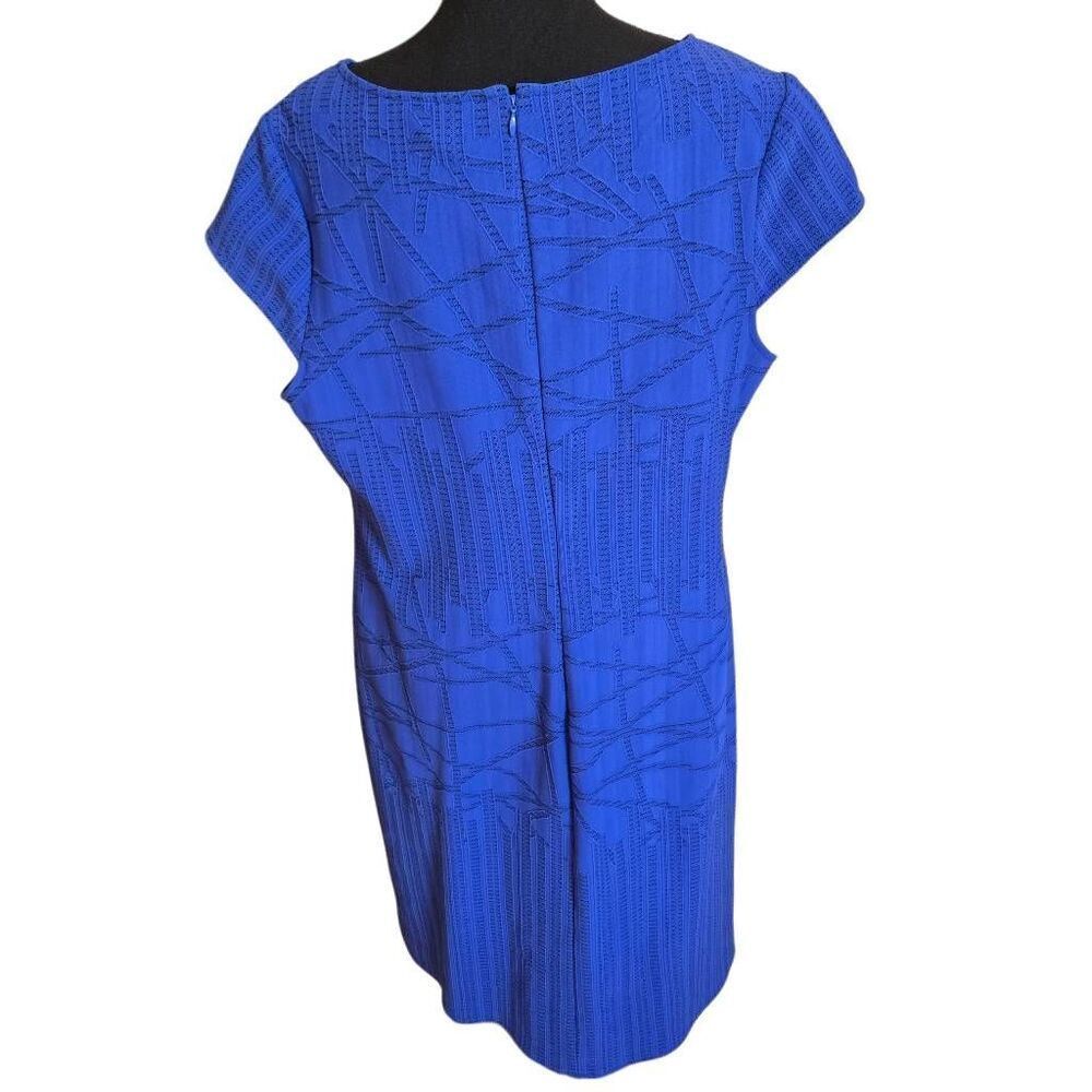 Julia Jordan Womens Rio Geo Embroidered Cap Sleeve Sheath Dress Blue Size 16W - Picture 4 of 11